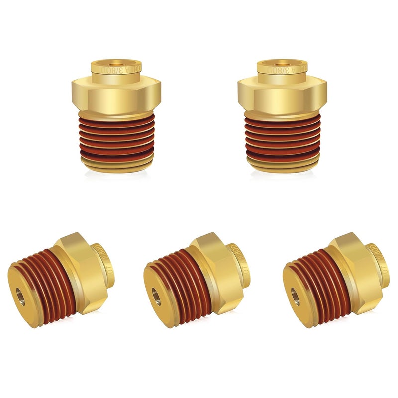 Siptenk 3/8" DOT Brass Push to Connect Air Line Fittings 5 PCS, 3/8" OD Tube x 1/2" NPT Thread Air Brake Line Quick Connect Fittings for Truck Trailers Industry Air System - Image 1